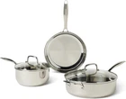 5-PIECE Stainless Steel Cookware Set, Dishwasher-safe, All Cooktops New. Price: $128.99.