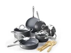 Cookware Set 12 Piece Hard Anodized Nonstick Oven Safe Gray Greenpan Lima Pots New. Price: $299.99.