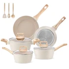 11 Piece Ceramic Cookware Set Non Stick Induction Cream Melenta Pots Pans New. Price: $89.99.