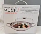 Wolfgang Puck Stainless Steel Covered Saute Pan 9 1/2" Tri Ply Bottom Nib New. Price: $19.99.