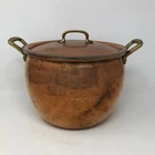 Vtg Ruffoni Copper Stock Pot 8 Qt Italian Made Lid Brass Hand Hammered Euc Used. Price: $169.95.