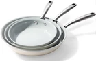 Cookersway Cookware Ceramic Nonstick Frying Pans: 3PIECES 8"X9.5"X11", Beige New. Price: $102.90.