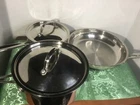 5 Piece Cuisinart Stainless Steel Cookware Saucepans & Skillet 2 Lids Very Good Used. Price: $47.00.