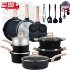 25 Piece Nonstick Ceramic Cookware Set, Black Granite Induction Pots And Pans New. Price: $75.99.