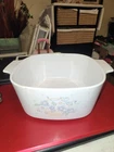 Vintage Corningware A-2-B White Floral Square Oven-safe Casserole Dish Used. Price: $75.00.