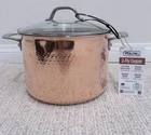 Viking 8 Qt 3-PLY Hammered Copper Stainless Steel Stockpot Glass Lid Nwt New. Price: $180.49.