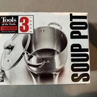New Basics Tools Of The Trade Stainless Steel 3QT Soup Pot With Glass Lid.. Price: $25.00.