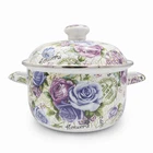 Olytaru Flower Enamel On Steel Stock Pot With Lid, 3-QUART, Durable New. Price: $47.98.