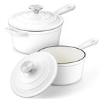 Leonyo 1& 2QT Enameled Cast Iron Saucepan With Lid, Cooking Pot Set, White New. Price: $106.30.