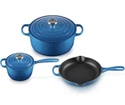 Creuset Signature Enameled Cast Iron Marseille Blue 5-PIECE Cookware New. Price: $499.00.