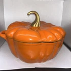 Cast Pumpkin Dutch Oven 4 Qt By Smith And Clark Ironworks Orange Gold Stem New. Price: $59.99.