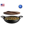 Bakkenmaster Pre-seasoned Cast Iron Wok Wooden Lid 14 Fry Pan For New. Price: $93.84.