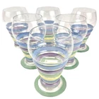 Vintage Gibson Mexico 6PC Set Hand Painted Stripe Tumbler Fiesta Color Barware Used. Price: $39.99.