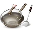 13 Inch Titanium Wok Pan With Lid Non Stick Frying Extended Cool Touch New. Price: $120.71.