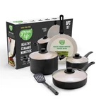 Greenlife Soft Grip 8 Piece Cookware Set CC009157-001 Black Beige New. Price: $96.66.