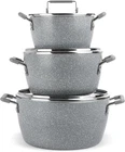 Granitestone Gray Pots And Pans Set Nonstick, 6 Stackable Piece Cooking New. Price: $116.36.