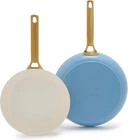 Greenpan Hard Anodized Healthy 10" And 12" Frying Skillet Set, Sky Blue New. Price: $198.14.