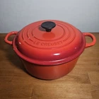 Creuset 3.5 Quart Round Dutch Oven 22 Cm Cerise Red Enameled Cast Iron Used. Price: $119.99.
