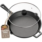 Bakkenmaster Pre Seasoned Cast Iron Skillet Glass Lid Silicone HANDLE12 New. Price: $59.76.