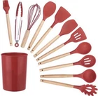 Megachef Red Silicone And Wood Cooking Utensils, Set Of 12 New. Price: $19.99.