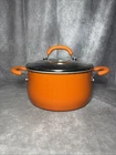Rachel Ray Hard Anodized Quart Stock Pot Orange Handles Glass Lid Cookware 6QT Used. Price: $40.00.