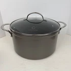 Curtis Stone 6QT Stockpot Dura-pan Nonstick Induction Base Gray With Lid Used. Price: $39.99.