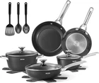 Bezia Induction Cookware Set 15-PIECE, Pots And Pans Non Stick 1, Black New. Price: $78.69.