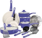 Greenlife 16PC Nonstick Cookware Set Ceramic Pfas-free Soft Grip Periwinkle New. Price: $96.00.