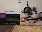 Mainstays 7 Piece Non-stick Cookware Set Aluminum Black/green Sage W/ Lids New. Price: $23.00.