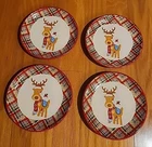 Temptations Winter Whimsy Salad Plate Reindeer 8" Set Of 4 Used. Price: $39.99.