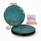 Gibson Soho Lounge Teal Black Out Round Ceramic 10.75" Dinner Plates Set Of 4 Used. Price: $33.99.