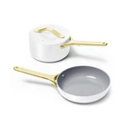 Cookware Set 3 Piece Non Stick Ceramic Fry Pan Sauce White Caraway Electric New. Price: $439.99.