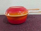 Descoware A-CON-18 Flame Qt Saucepan & Fry Skillet Lid Cast Iron Enamel Used. Price: $59.99.