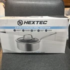 Hextec 2.15 Qt 3 Ply Hybrid Tempered Glass Lid Stainless Steel Saucepan New. Price: $30.00.