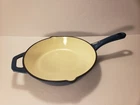 As-is Members Mark Enamel Cast Iron Fry Pan 8 1/2 In Blue Chipped Handle Used. Price: $24.99.