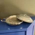 Tramontina Tri-ply Clad 12 Inch 30 Cm Stainless Steel Pan W/ Lid & Steamer Used. Price: $45.00.