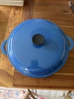 Creuset 30 Cm Round Enameled Cast Iron Casserole Braiser W Lid Blue Used. Price: $125.00.
