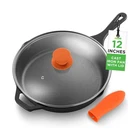 Nutrichef 12-INCH Cast Iron Skillet W/lid Pre-seasoned, Oven ... Fast Usa Ship New. Price: $60.22.