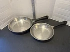 2 Nordic Ware 18/10 Stainless Steel 10", 8.5" Frying Pan Double Handle Lid Used. Price: $29.75.