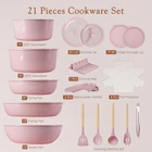 Easy To Clean 21 Pcs Non-stick Pots &pan Ceramic Cookware Set, Detachable Handle New. Price: $77.99.