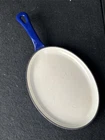 Rachael Ray Blue Enamel Cast Iron Oval Fajita Fry Pan Skillet Used. Price: $19.99.
