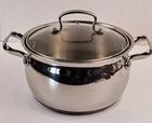 Belgique 10769 Stock Soup Pot 3QT Stainless Steel Copper Bottom With Glass Lid Used. Price: $32.00.