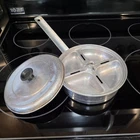 Vintage Comet Aluminum 4 Compartment Egg Poacher Pan W/ Lid Made Usa Campware Used. Price: $19.00.
