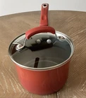 Rachael Ray 2 Qt Nonstick Red Saucepan Pot With Glass Lid Cookware 6.5 Diameter Used. Price: $19.99.