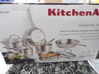 Kitchenaid 3-PLY Base Stainless Steel 11-PIECE Cookware Set, Brushed New. Price: $268.99.