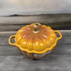 Creuset Enameled Cast Iron Figural Pumpkin Cocotte 4 Qt. Persimmon Scuffed Ob New. Price: $299.95.