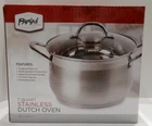 Parini 7 Quart Dutch Oven Stainless Steel With Glass Lid Dishwasher Safe New. Price: $16.50.
