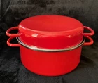 Vtg. Braun & Kemmler Domus Linie 2.5 Qt. Red Enamelled Cooking Pot W/lid...rare! Used. Price: $57.60.