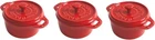 Staub Ceramic 3-PC Mini Round Cocotte Set Cherry *new*. Price: $44.95.