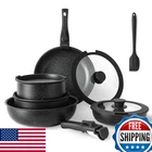 Simple Deluxe 12 Pcs Non-stick Cookware Set Black Granite Texture And New. Price: $84.36.